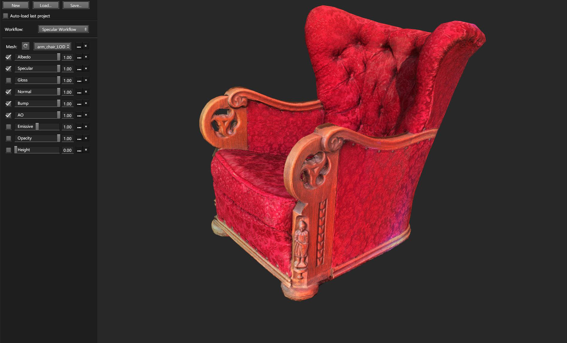 3D scaned photorealistic armchair Low-poly 3D model_47