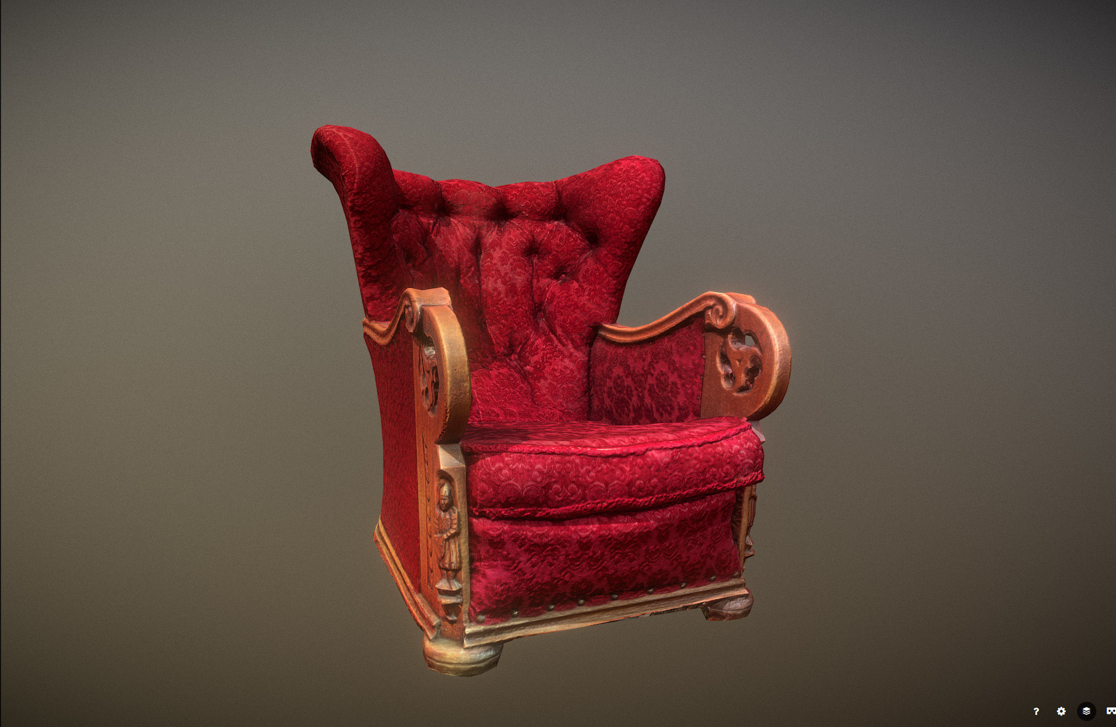3D scaned photorealistic armchair Low-poly 3D model_33