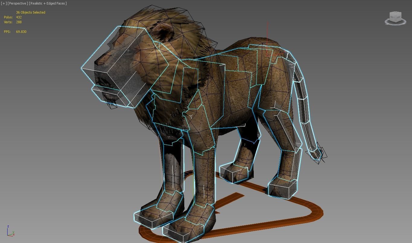 Male Lion Low-poly 3D model_2