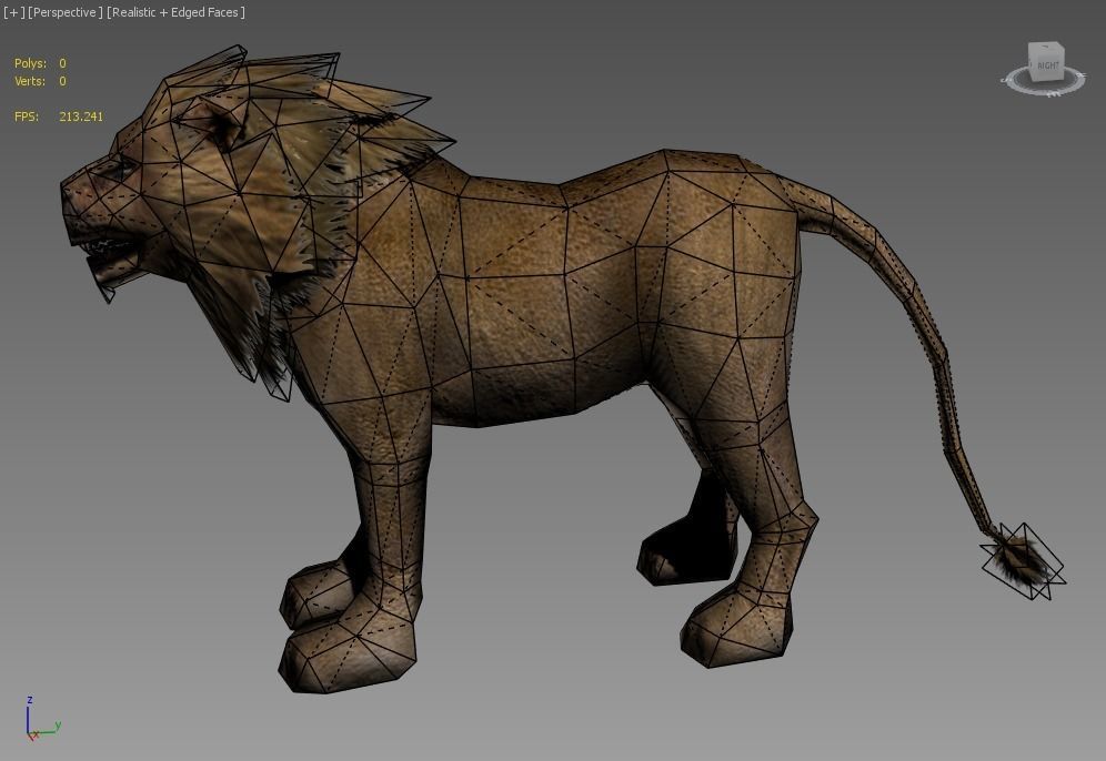 Male Lion Low-poly 3D model_4