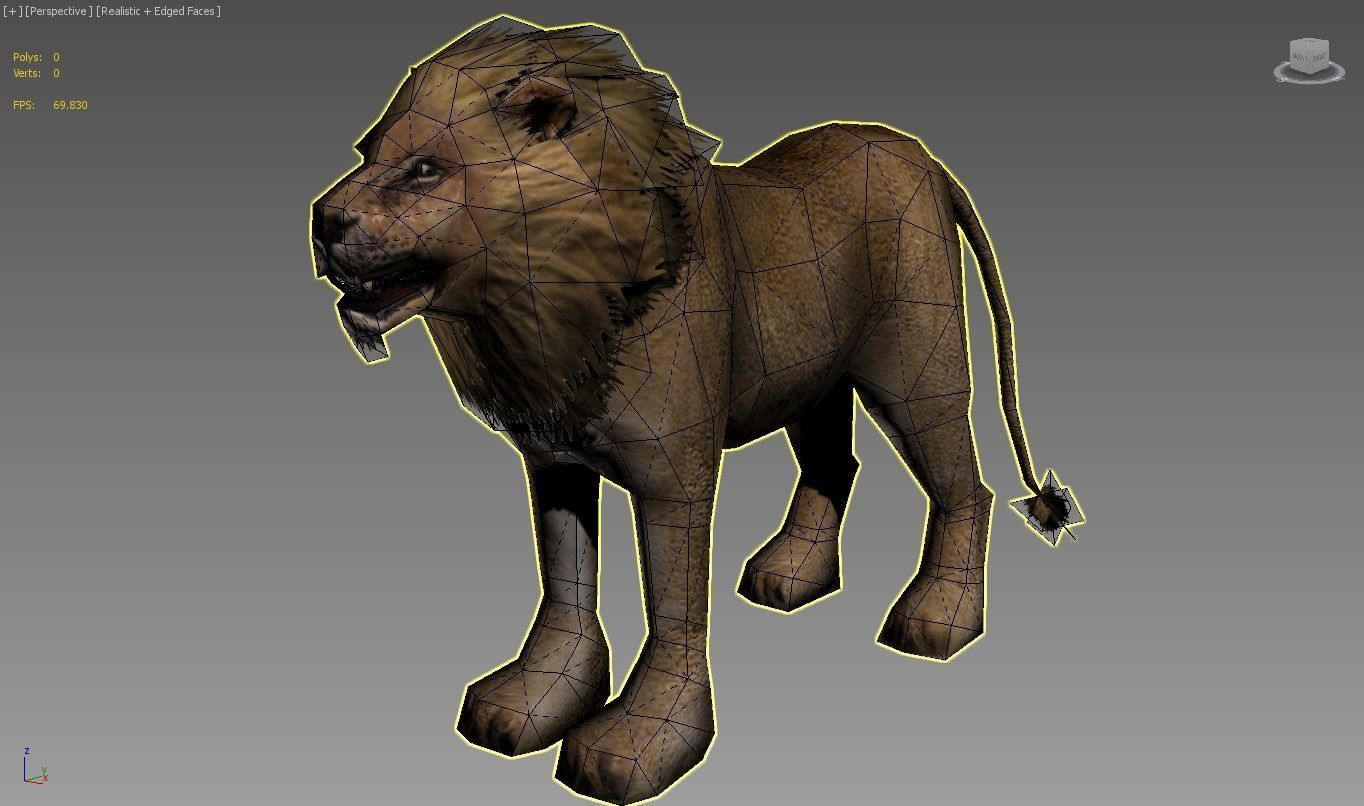 Male Lion Low-poly 3D model_1