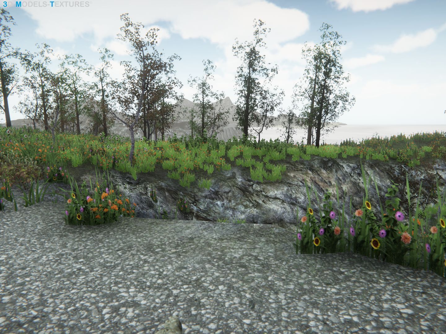 Lake Road Low-poly 3D model_7