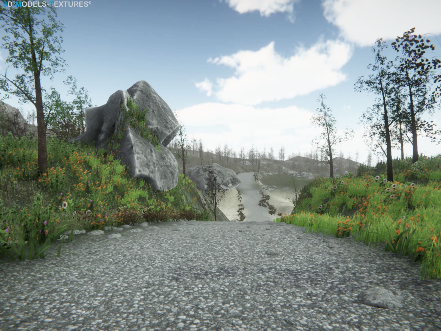 Lake Road Low-poly 3D model_4