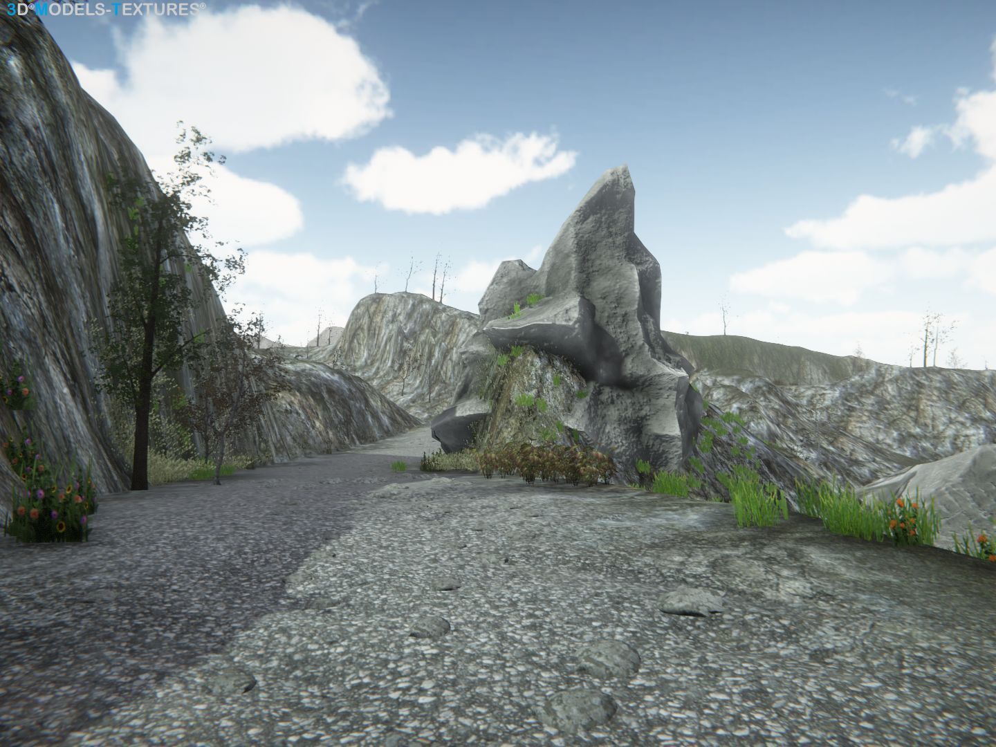 Lake Road Low-poly 3D model_3