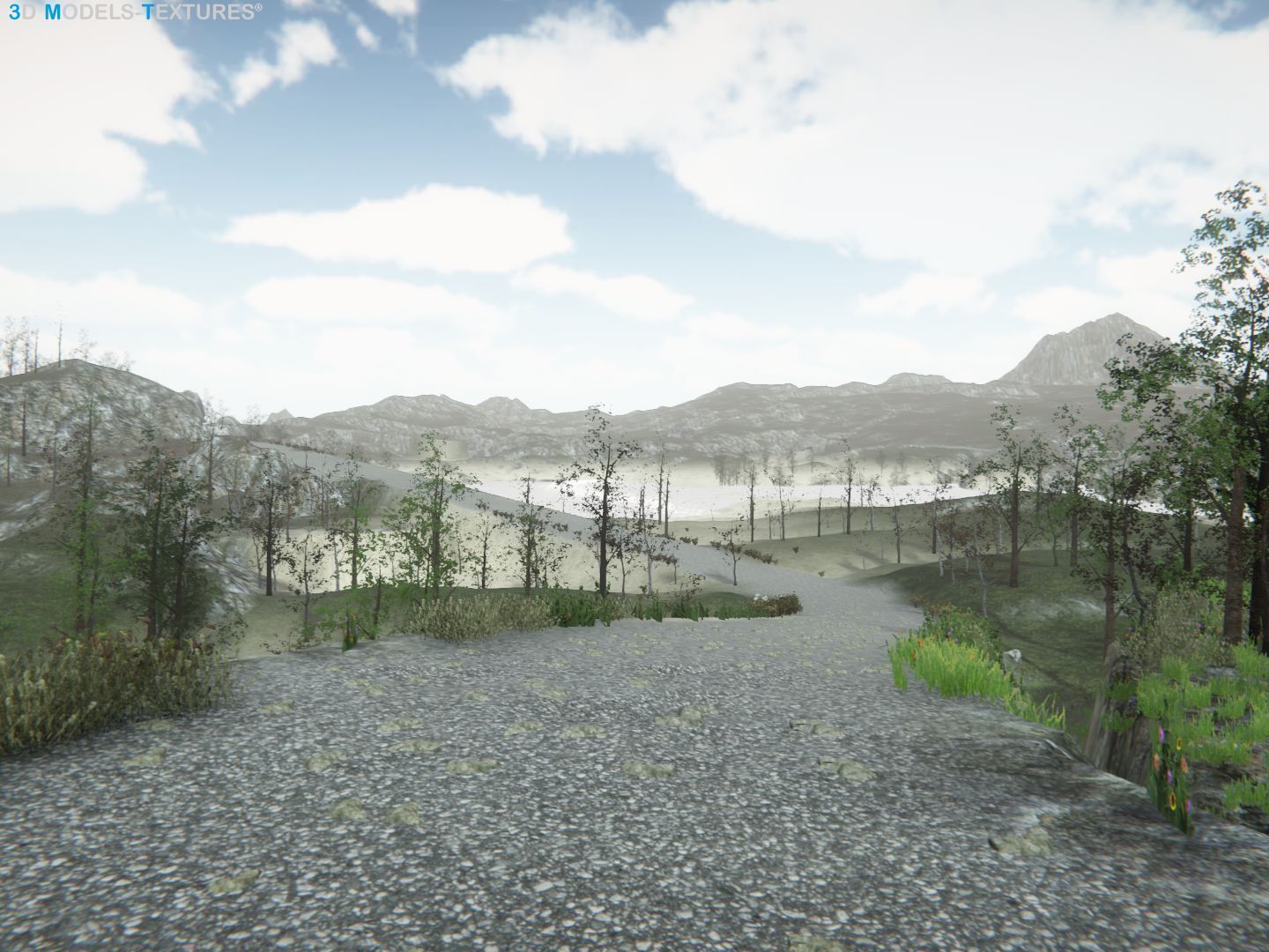 Lake Road Low-poly 3D model_29