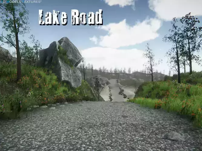 Lake Road Low-poly 3D model