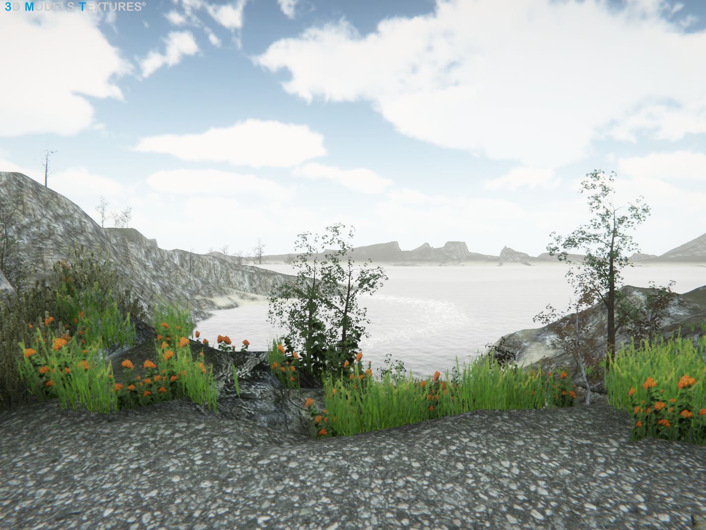 Lake Road Low-poly 3D model_10