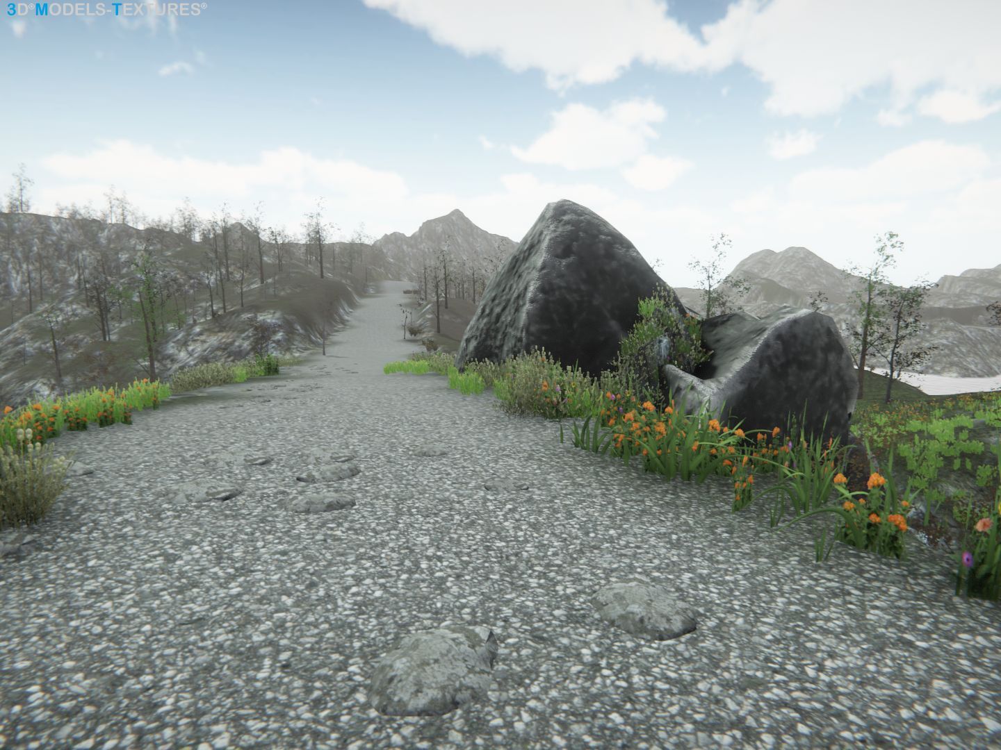 Lake Road Low-poly 3D model_33