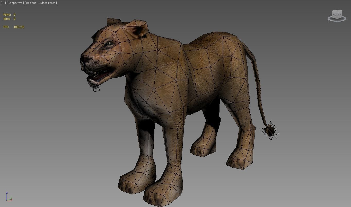 Lioness lion Low-poly 3D model_1