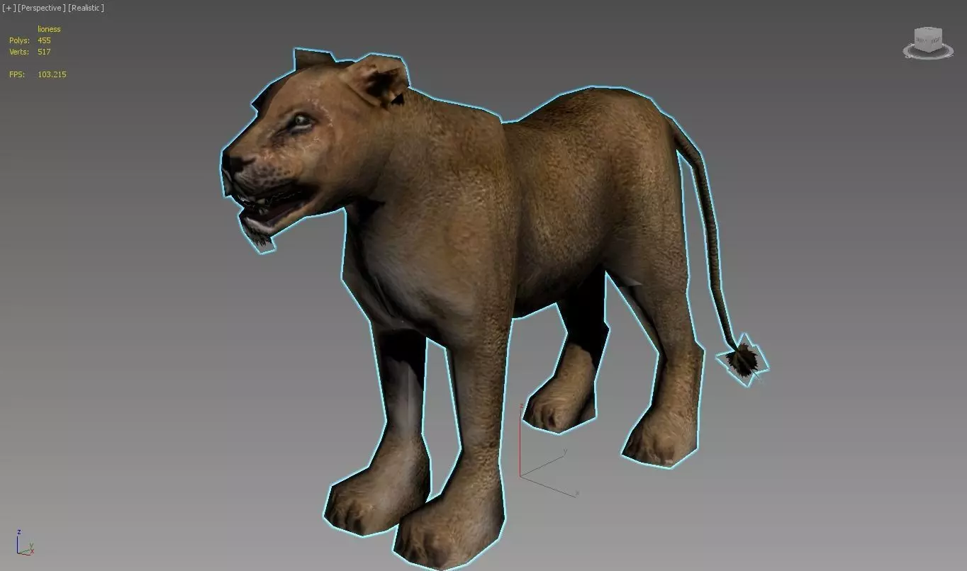 Lioness lion Low-poly 3D model_0