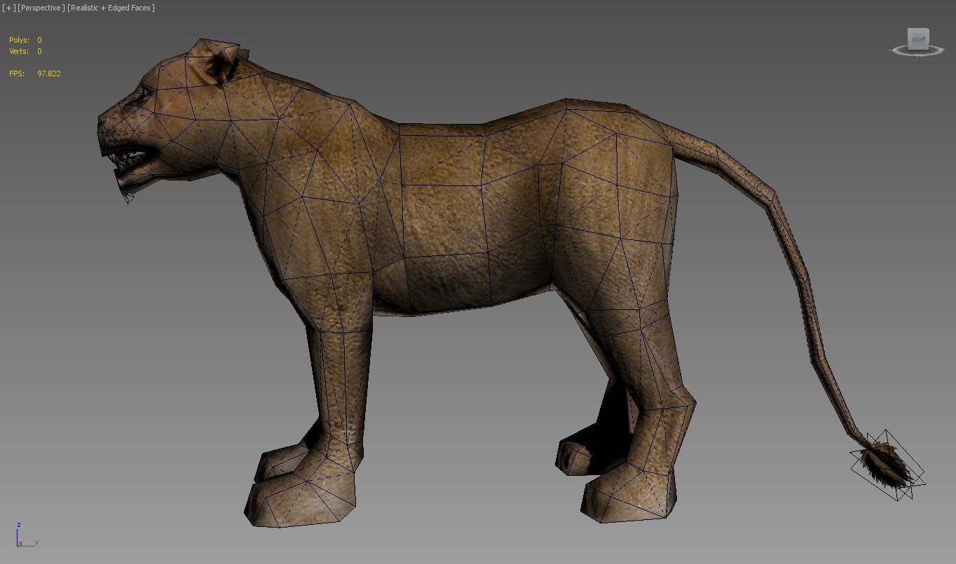 Lioness lion Low-poly 3D model_4