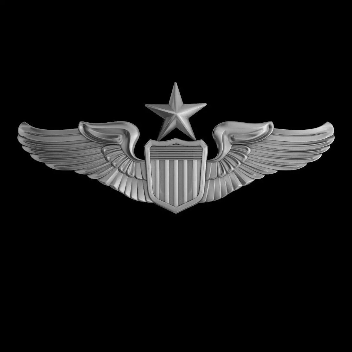 Senior Pilot USAF Wings Badge 3D model_0