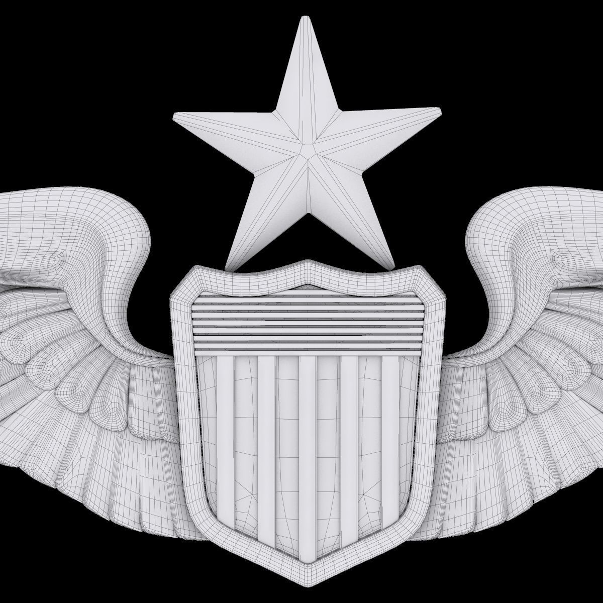 Senior Pilot USAF Wings Badge 3D model_3