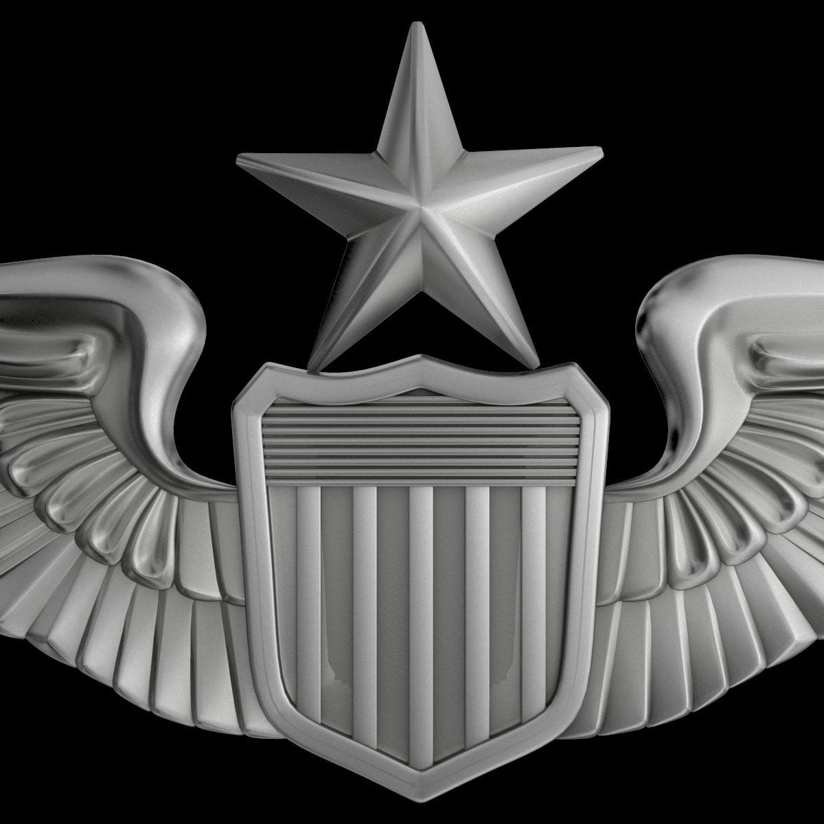 Senior Pilot USAF Wings Badge 3D model_2