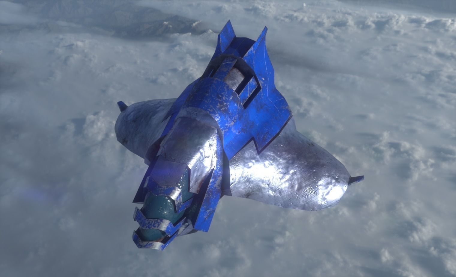 Spacecraft Low-poly 3D model_5