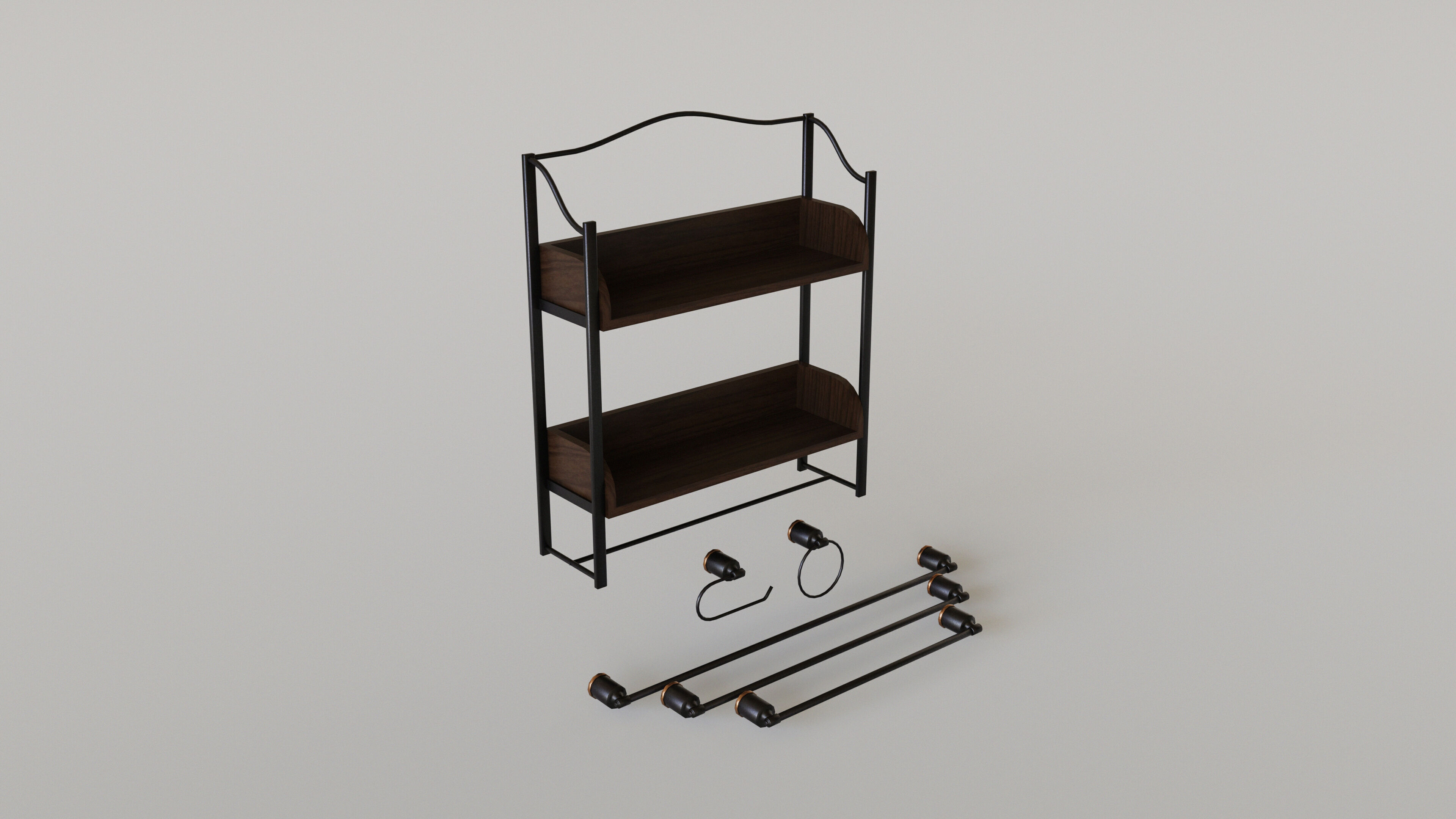 Dark Bathroom Set Low-poly 3D model_28