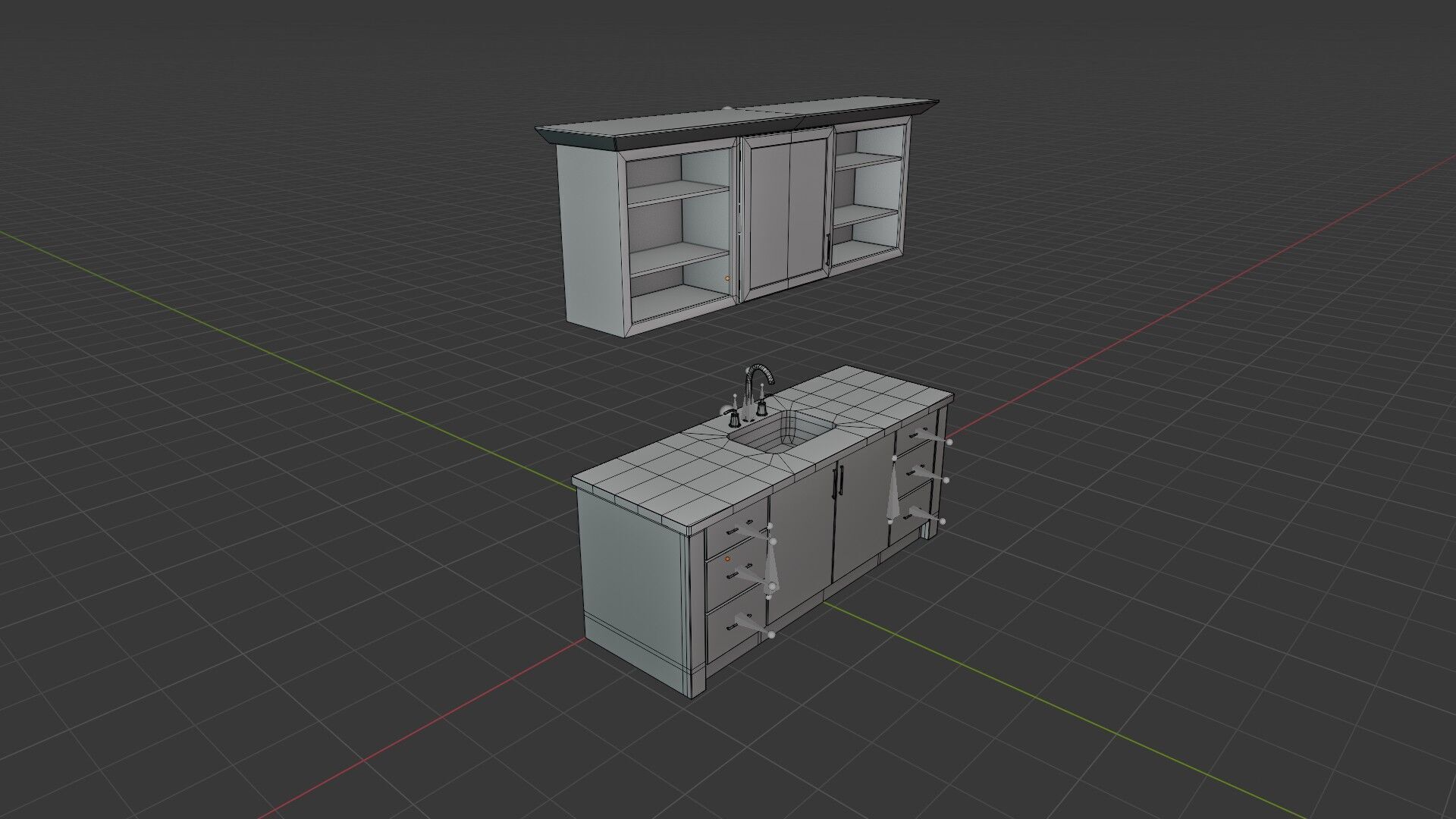 Dark Bathroom Set Low-poly 3D model_31