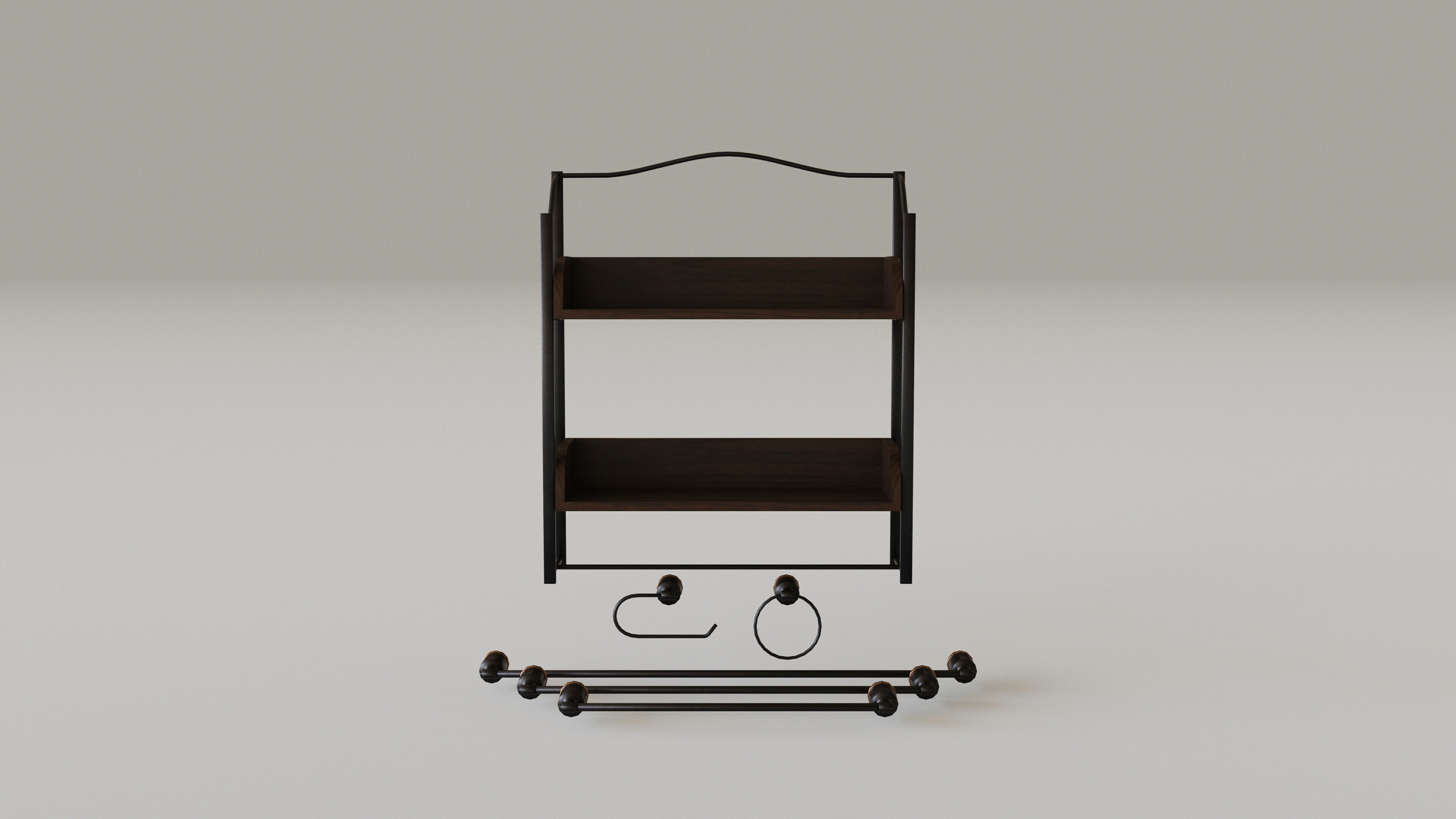 Dark Bathroom Set Low-poly 3D model_27