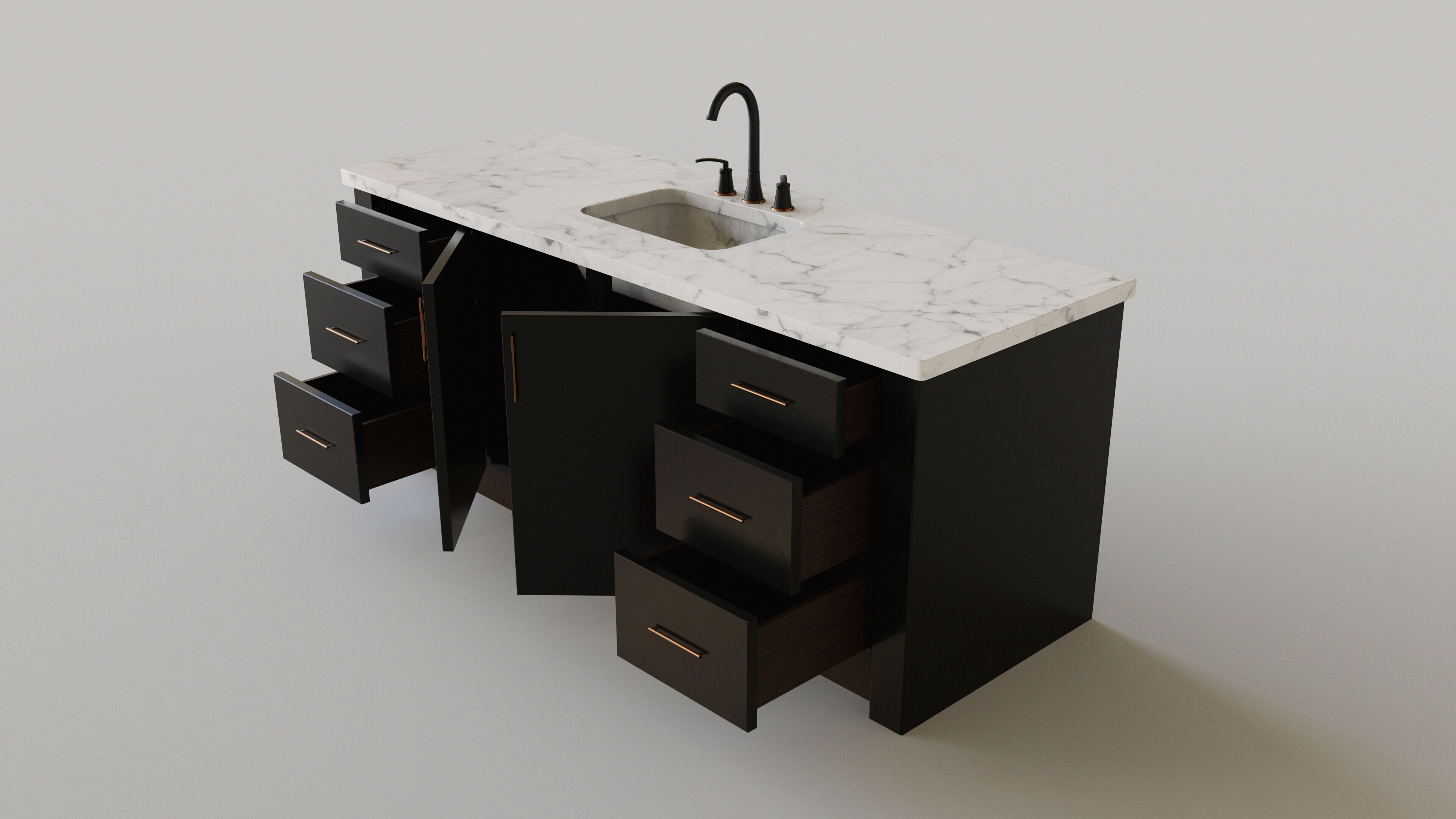 Dark Bathroom Set Low-poly 3D model_3