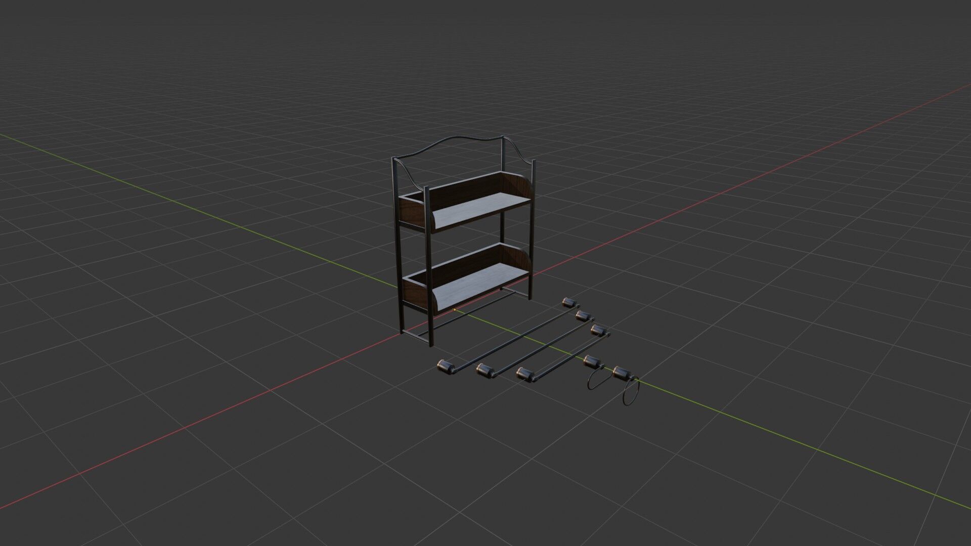 Dark Bathroom Set Low-poly 3D model_44