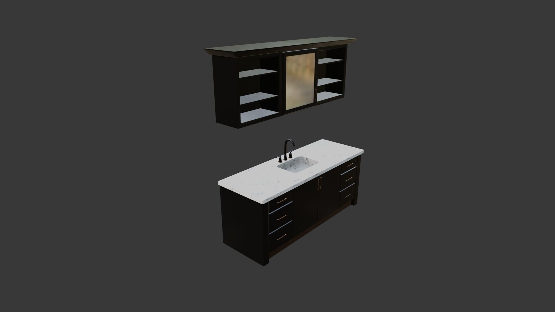 Dark Bathroom Set Low-poly 3D model_29