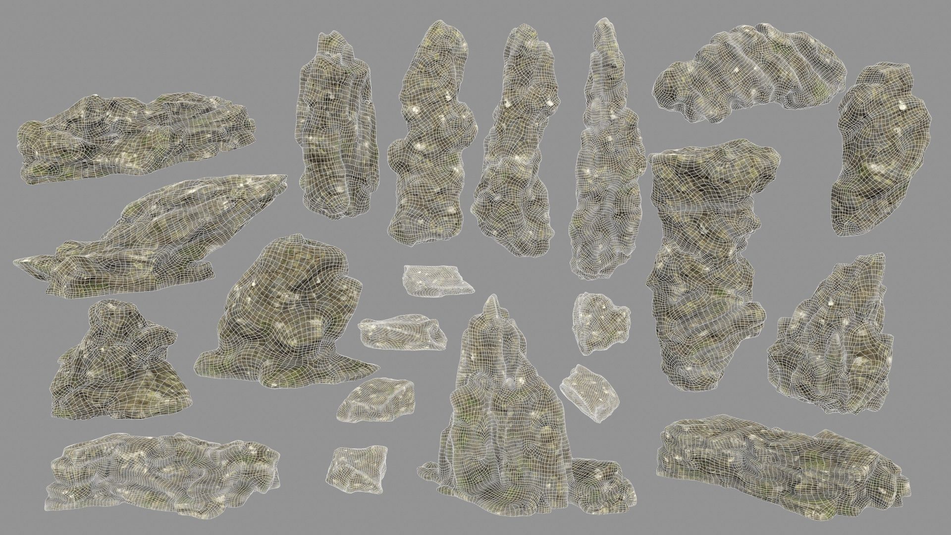 mossy rocks 3D model_2