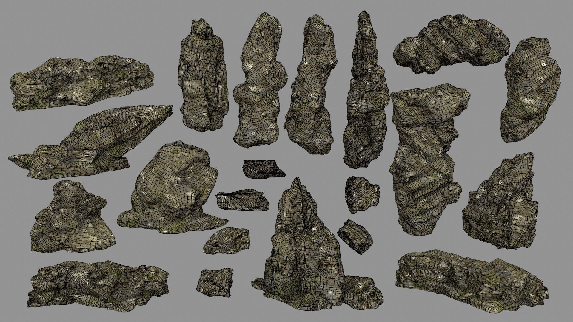 mossy rocks 3D model_1