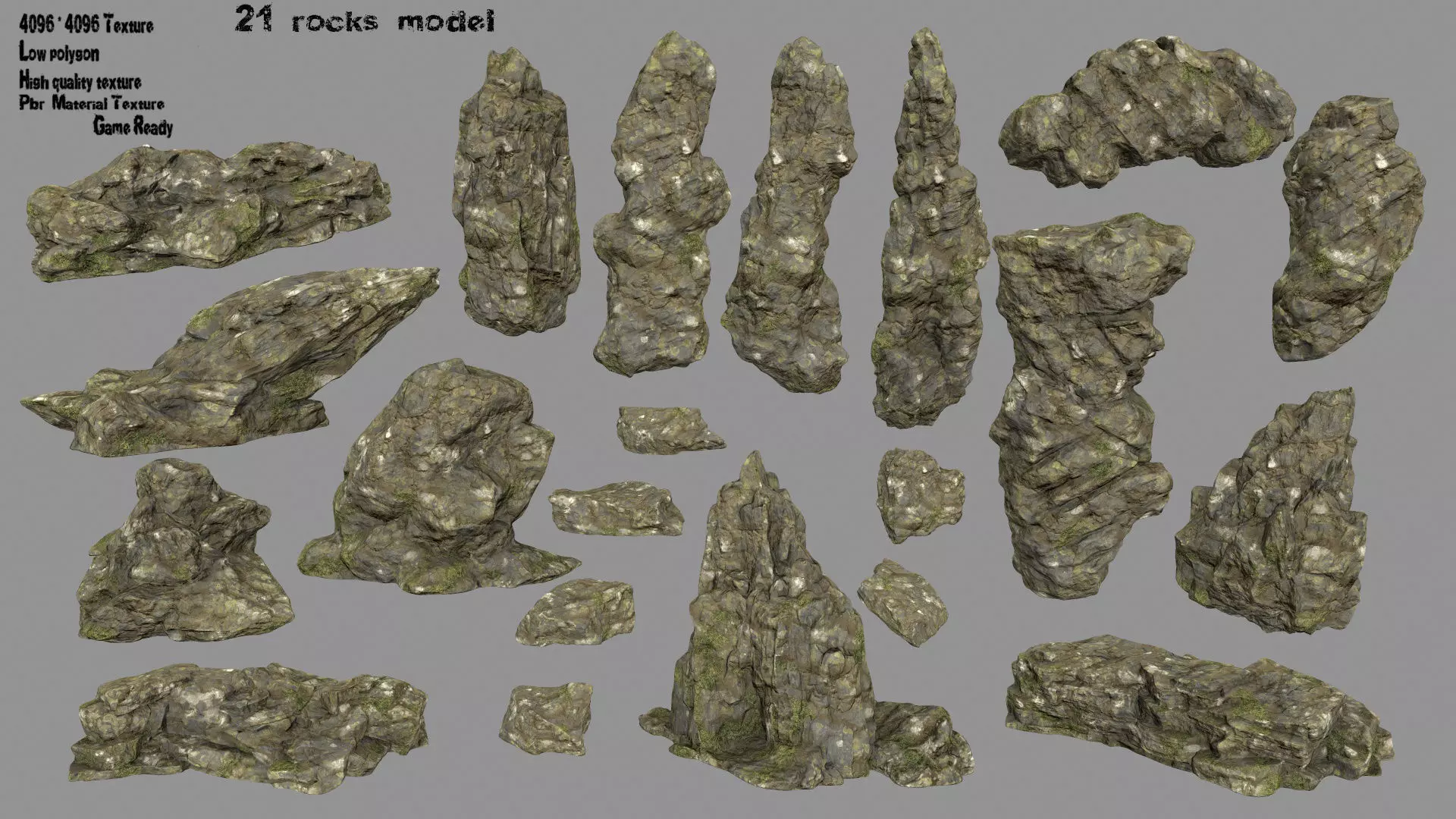 mossy rocks 3D model_0