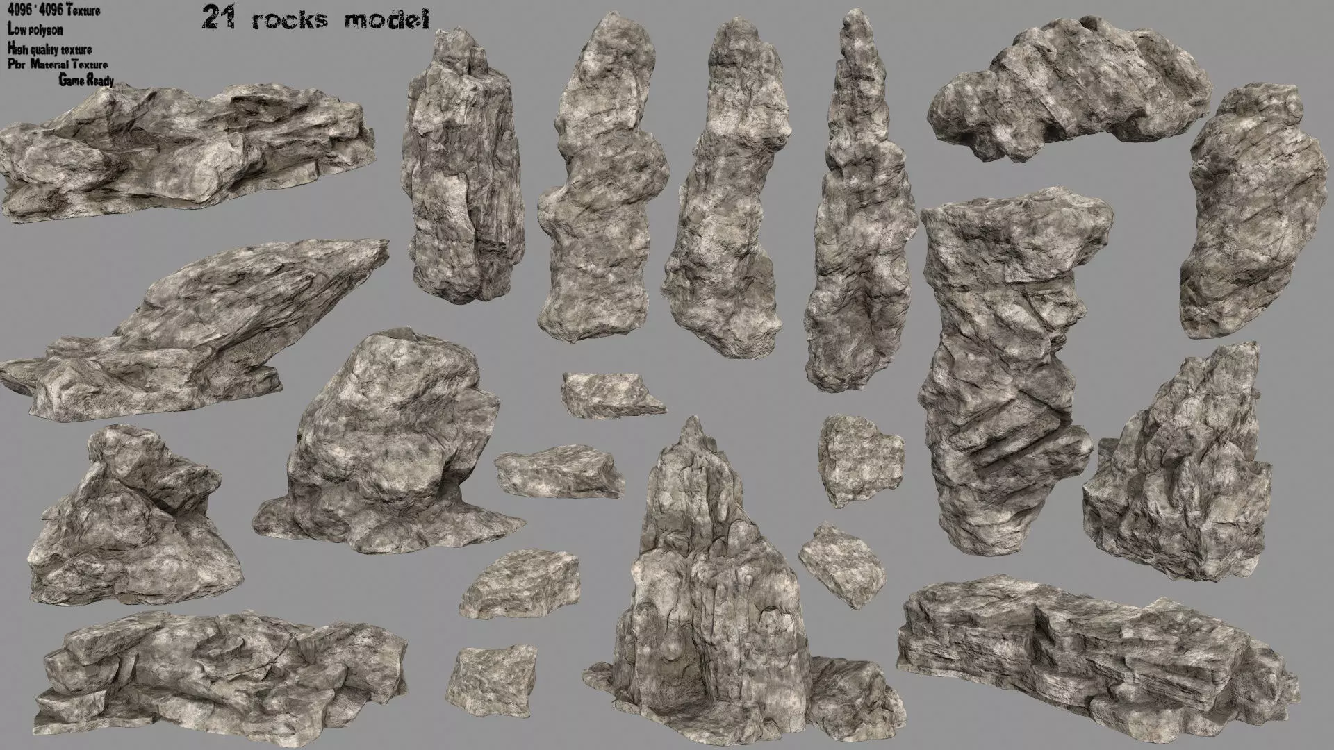 desert rocks Low-poly 3D model_0