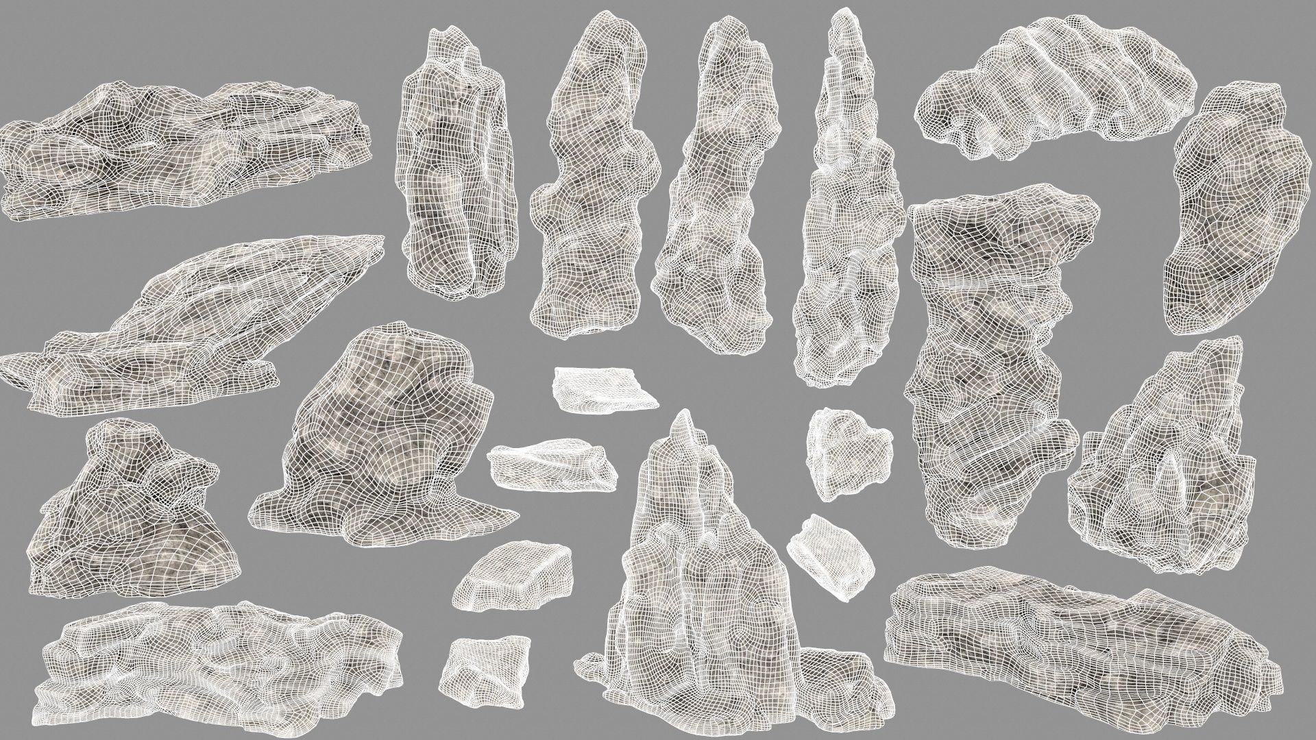 desert rocks Low-poly 3D model_2