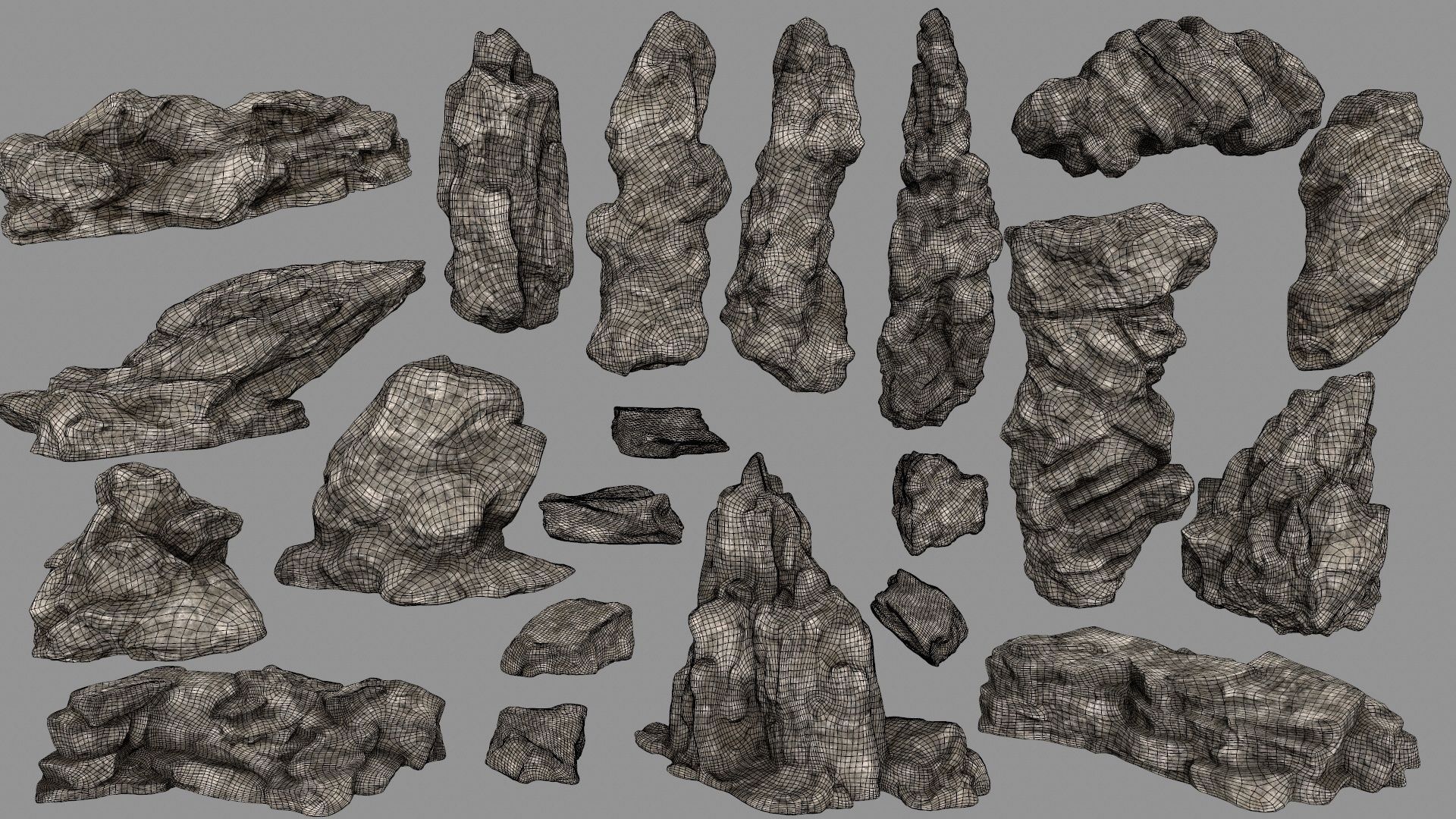 desert rocks Low-poly 3D model_1