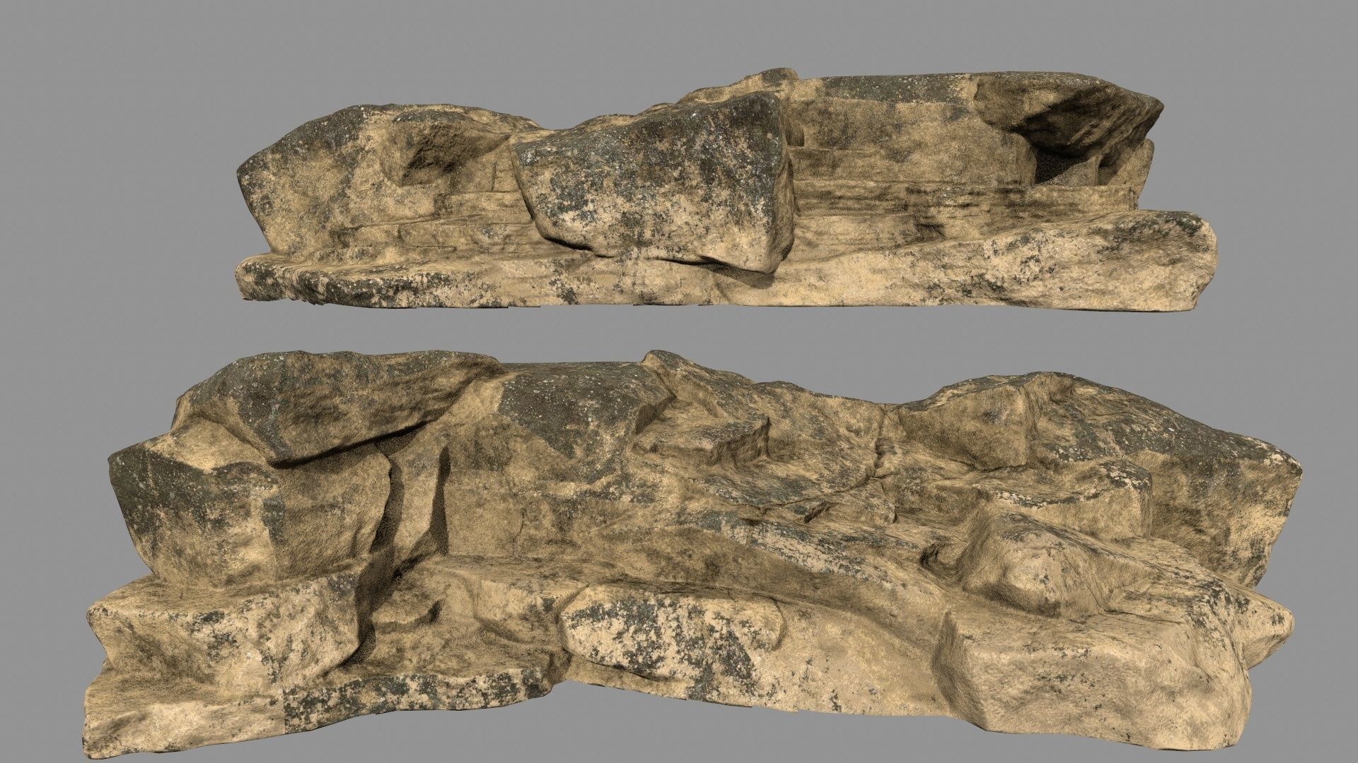 desert rocks set Low-poly 3D model_22