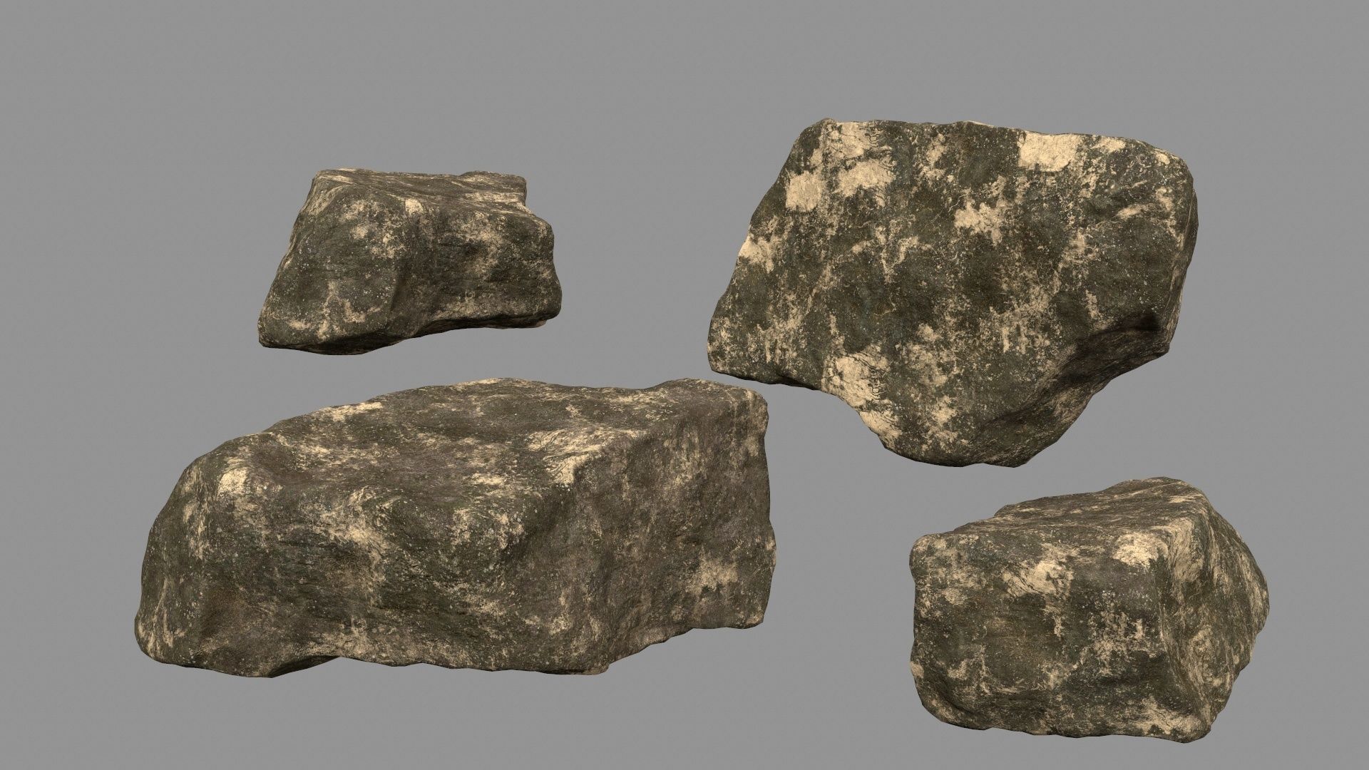 desert rocks set Low-poly 3D model_16