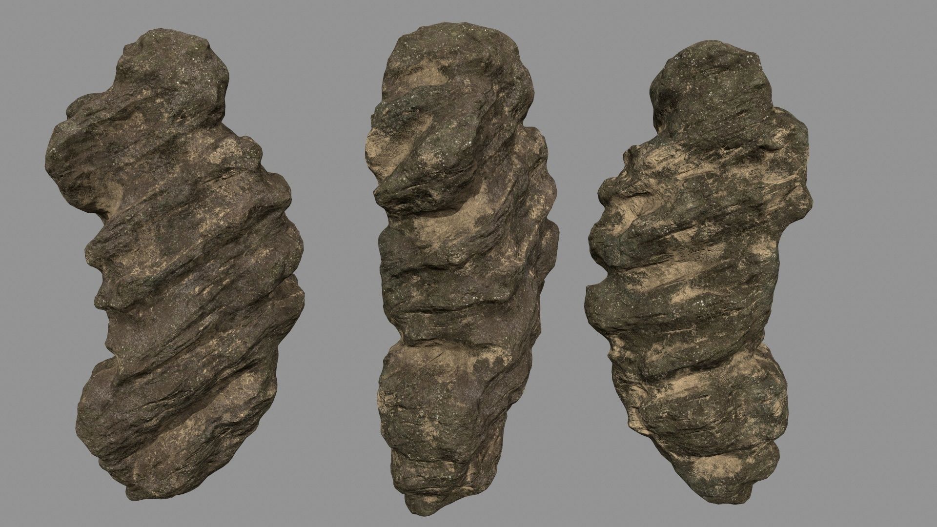 desert rocks set Low-poly 3D model_9