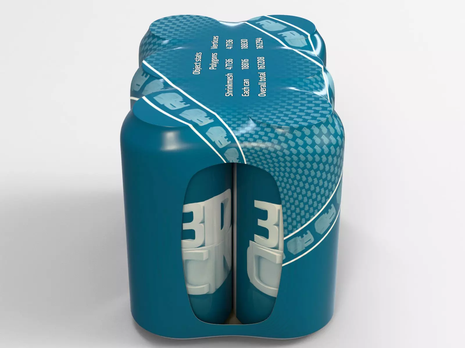6 Pack 440ml cans in a plastic shrinkwrap 3D model_4