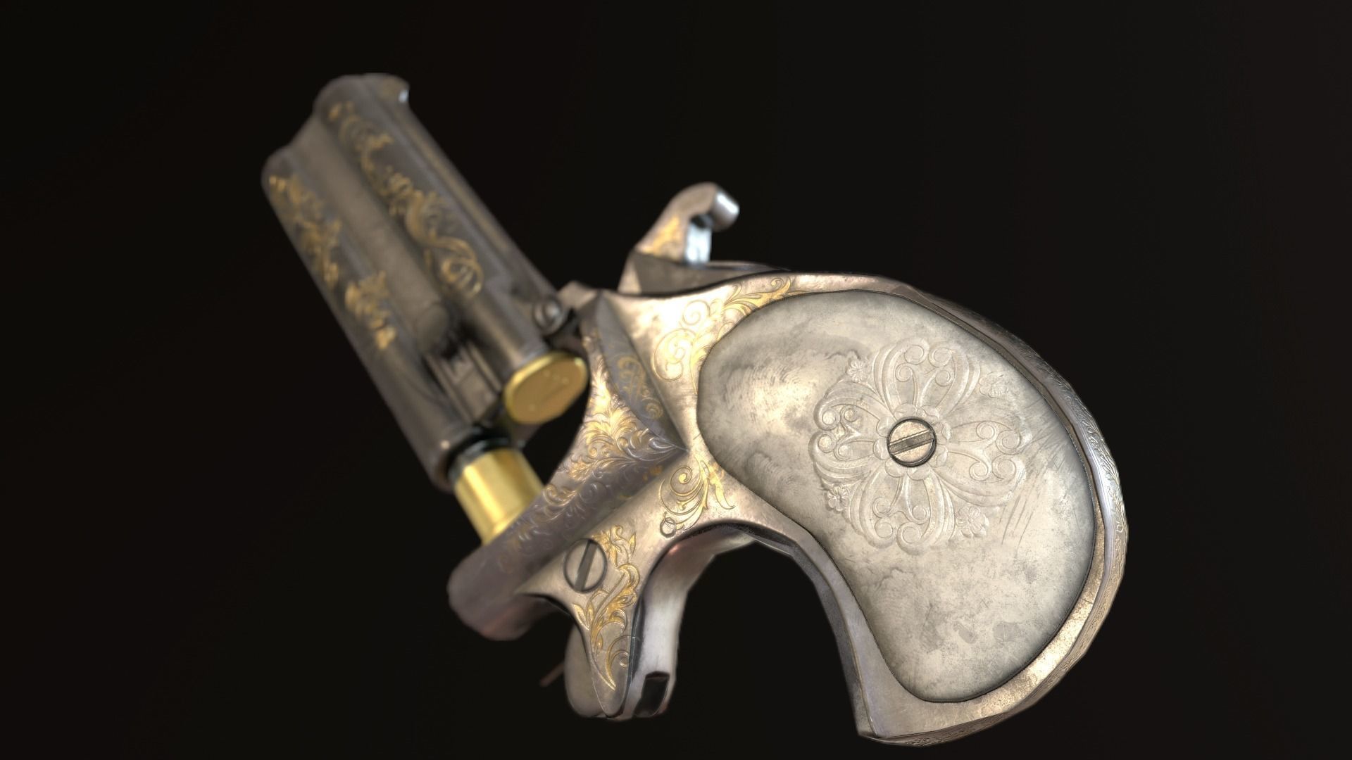 Remington Derringer Low-poly 3D model_10