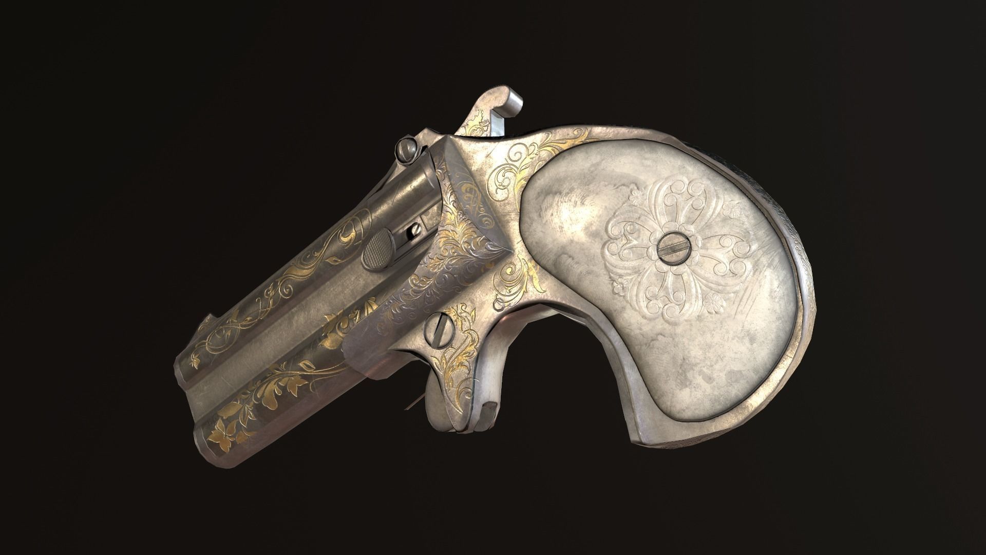 Remington Derringer Low-poly 3D model_4
