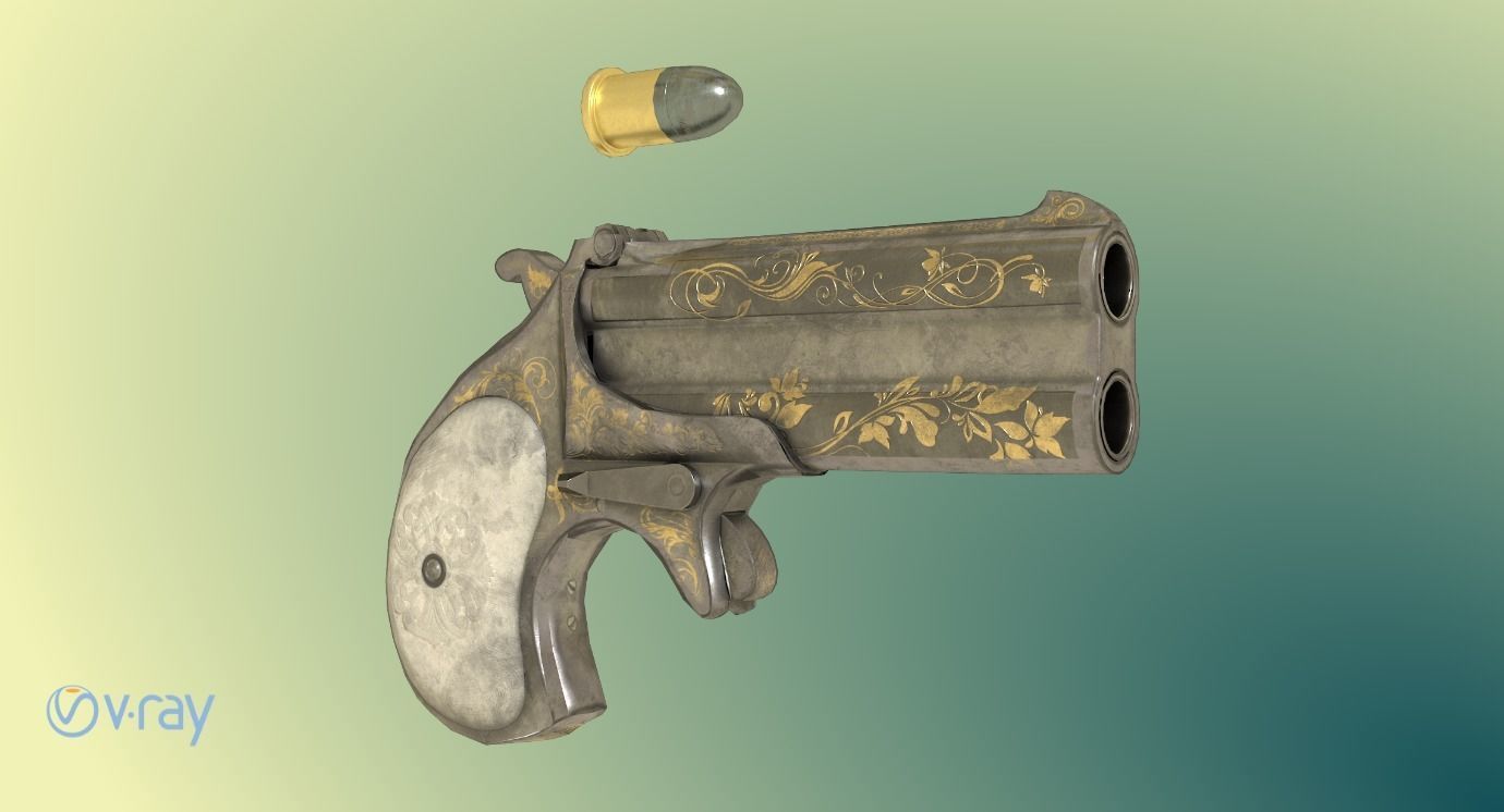 Remington Derringer Low-poly 3D model_1