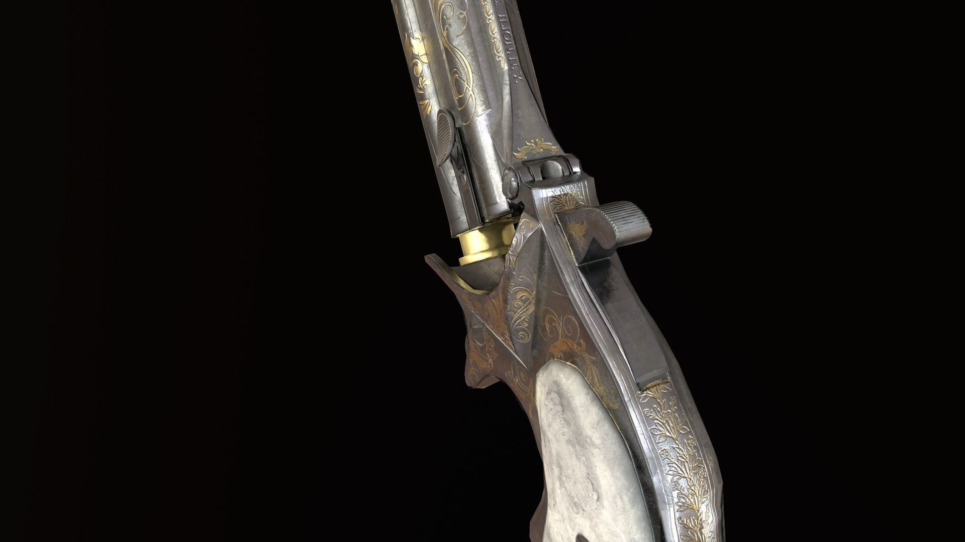 Remington Derringer Low-poly 3D model_6