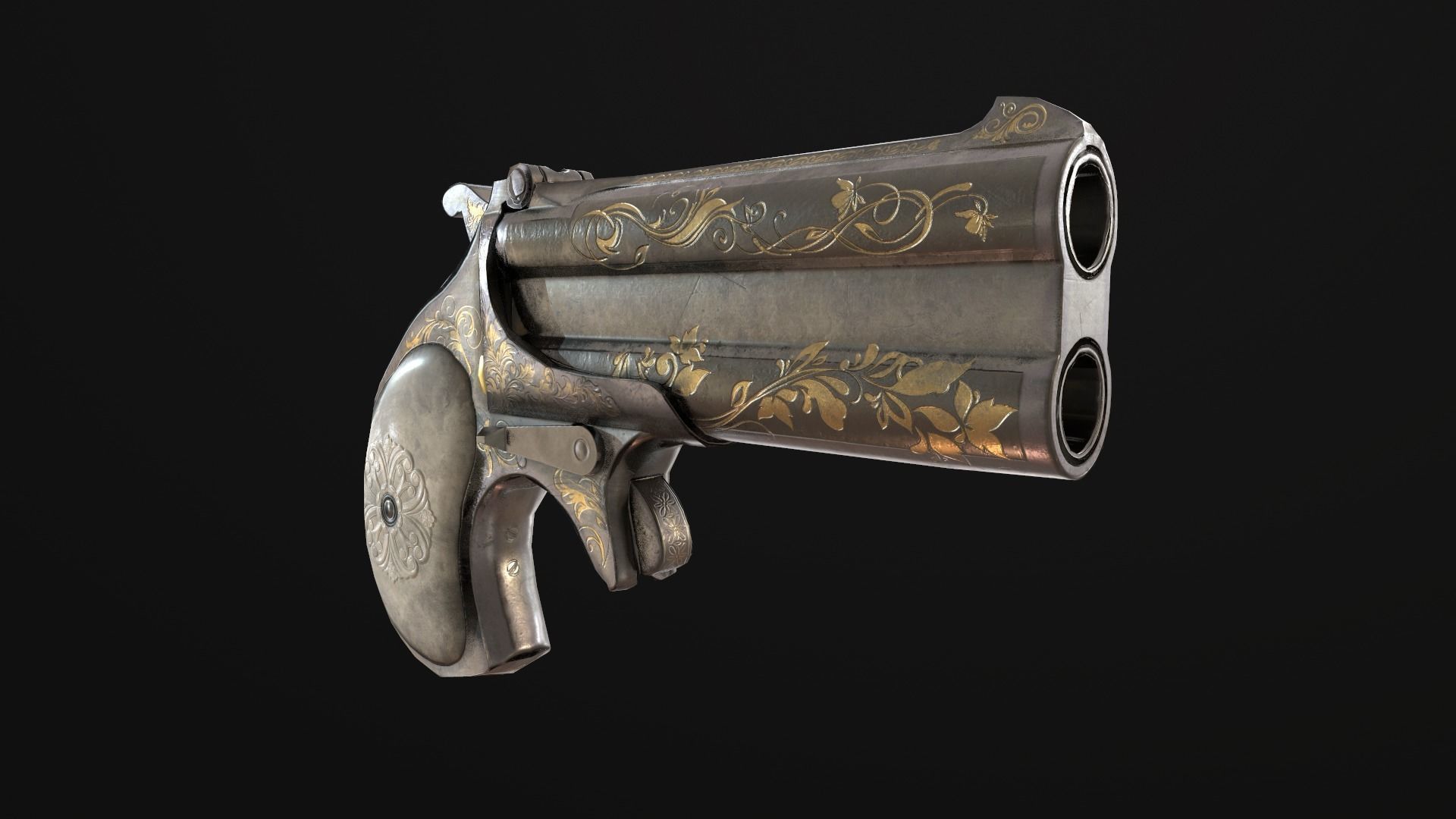 Remington Derringer Low-poly 3D model_8