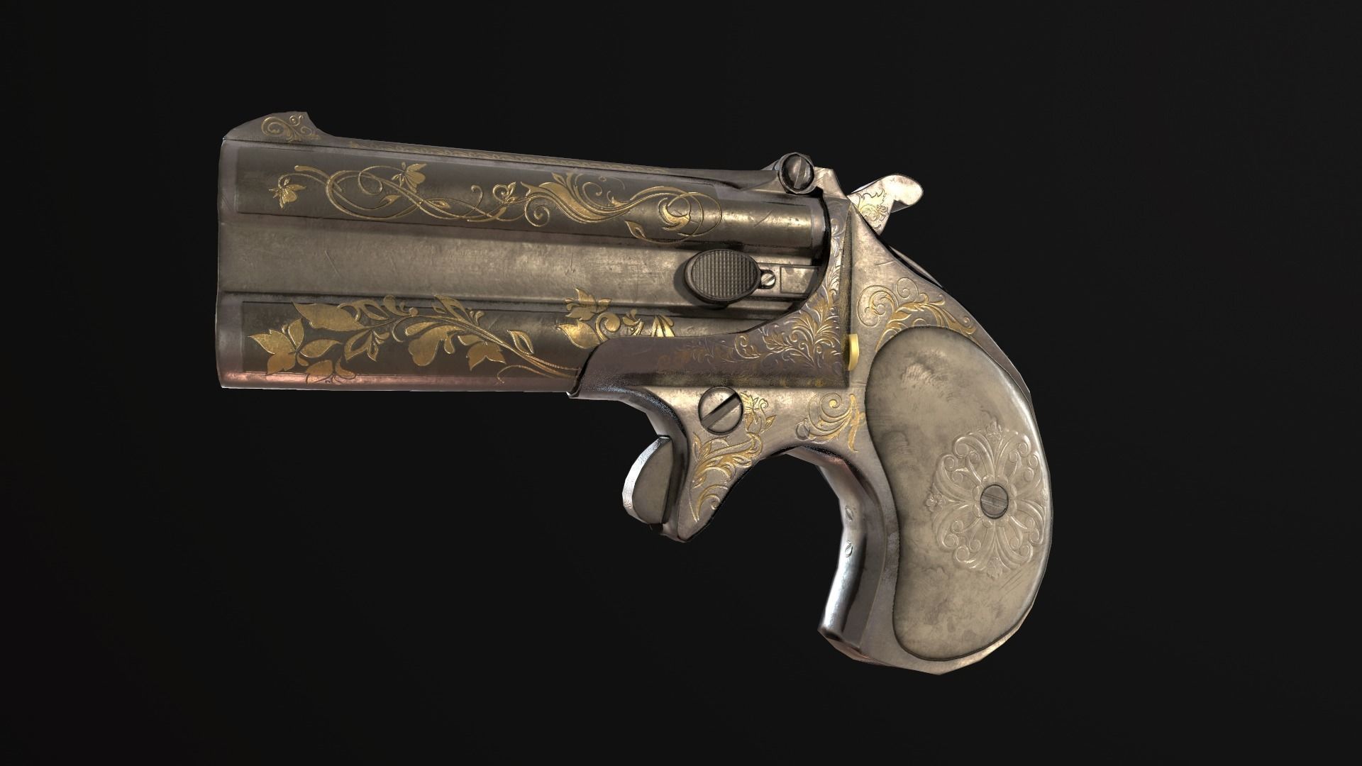 Remington Derringer Low-poly 3D model_9