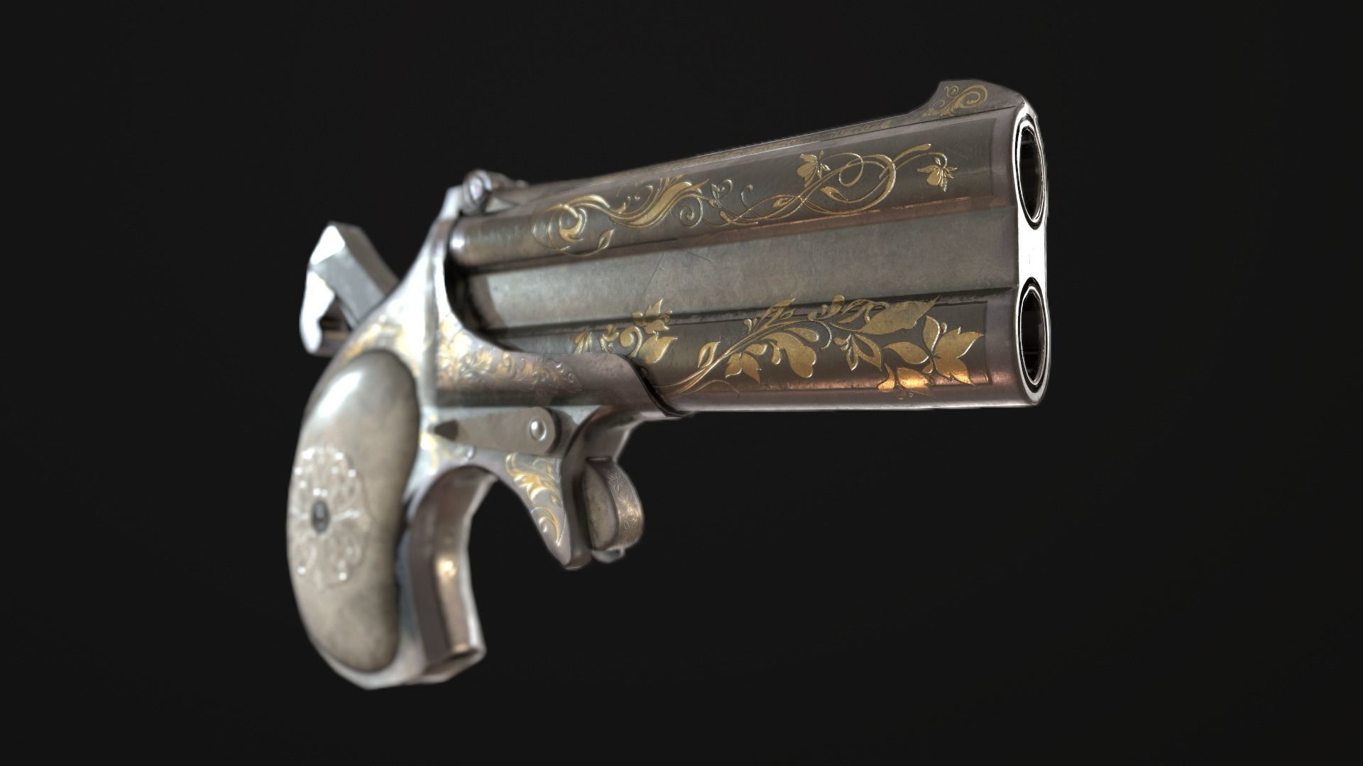 Remington Derringer Low-poly 3D model_3
