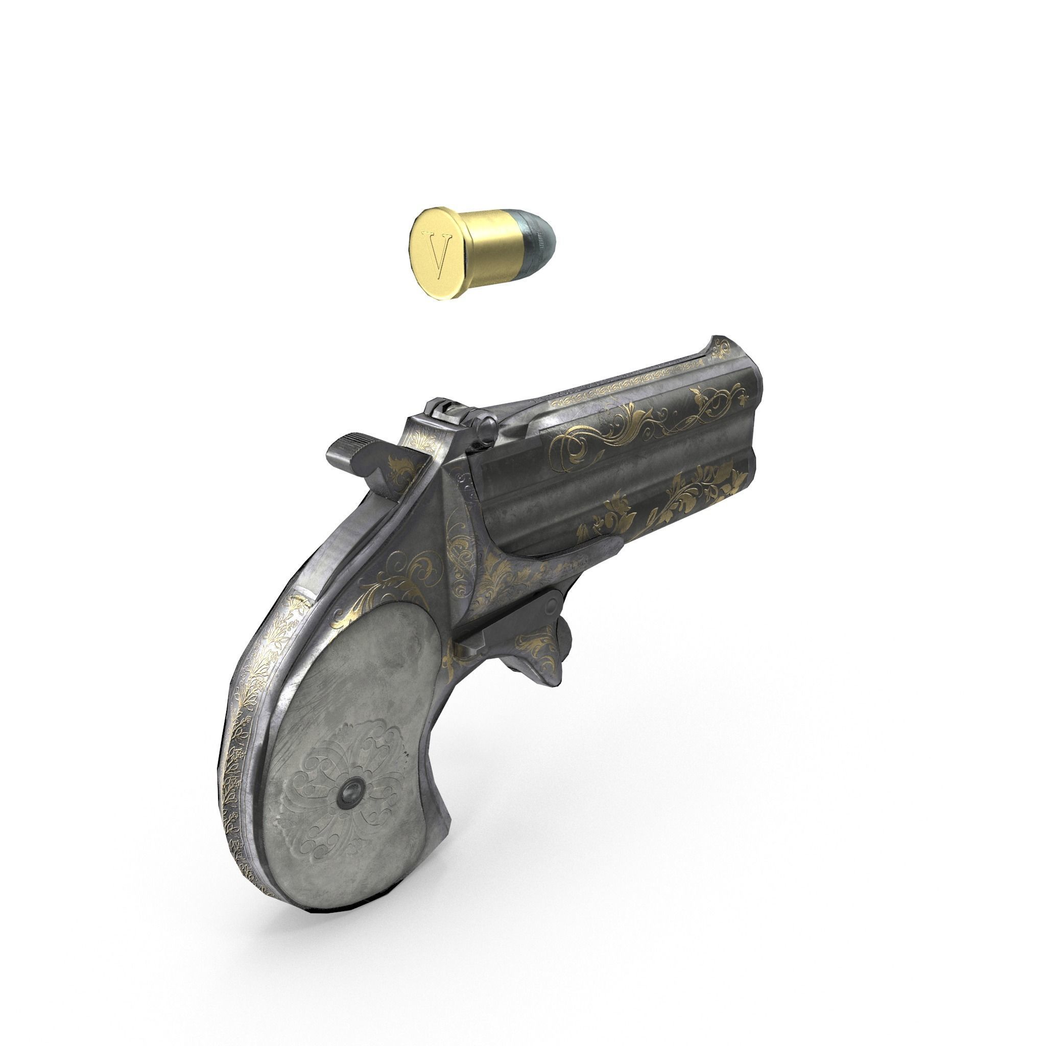 Remington Derringer Low-poly 3D model_12