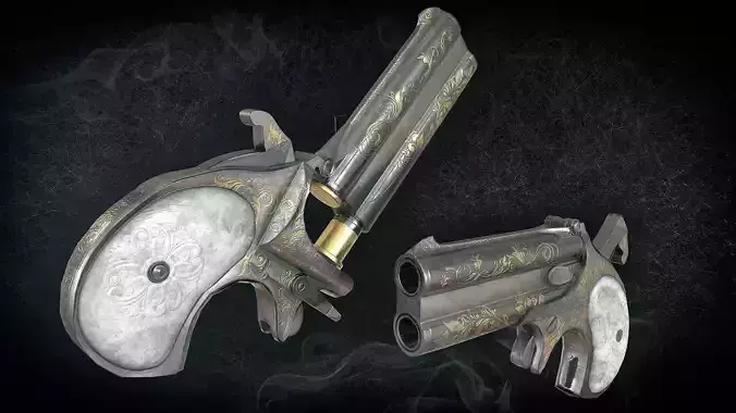 Remington Derringer Low-poly 3D model