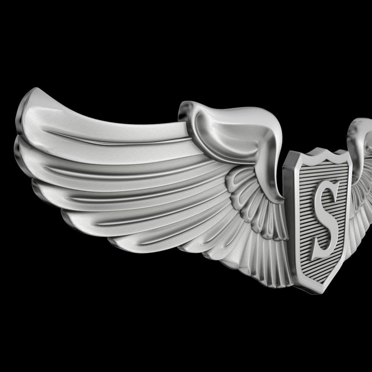 USAAF Service Pilot Wings Badge 3D model_4