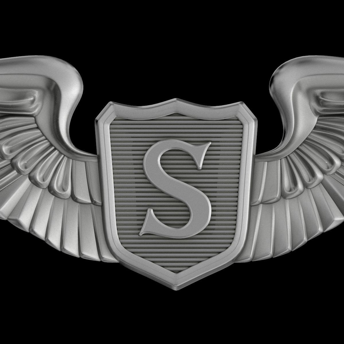 USAAF Service Pilot Wings Badge 3D model_2