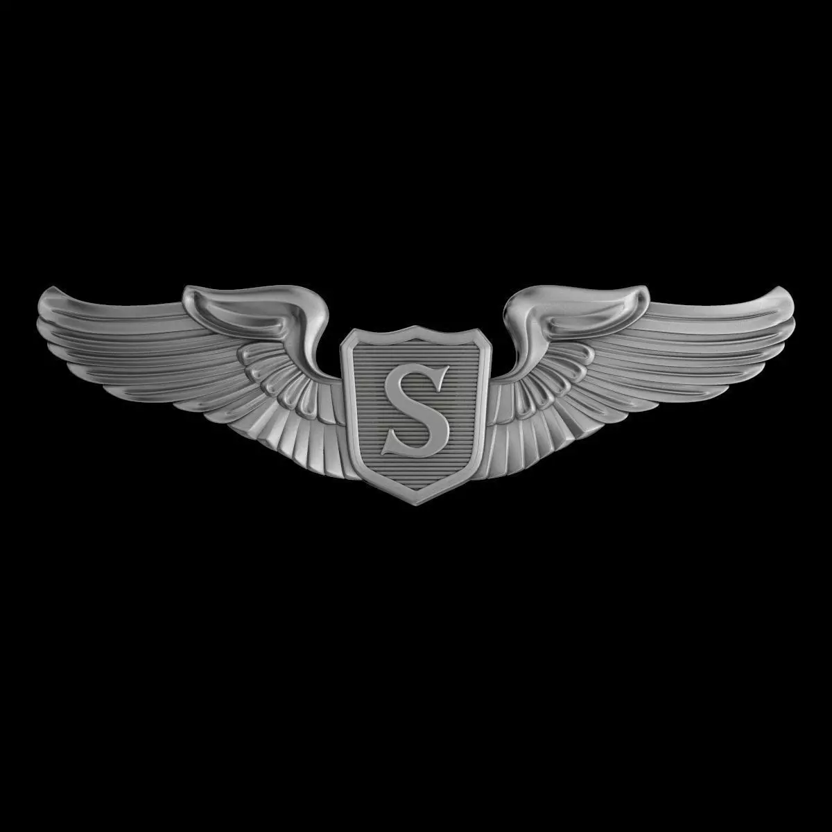 USAAF Service Pilot Wings Badge 3D model_0
