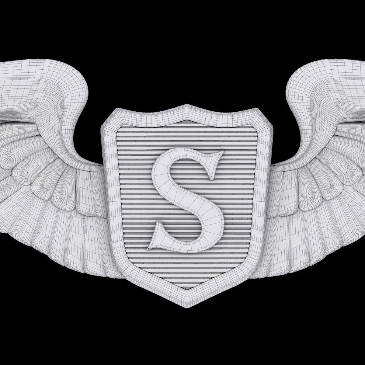 USAAF Service Pilot Wings Badge 3D model_3