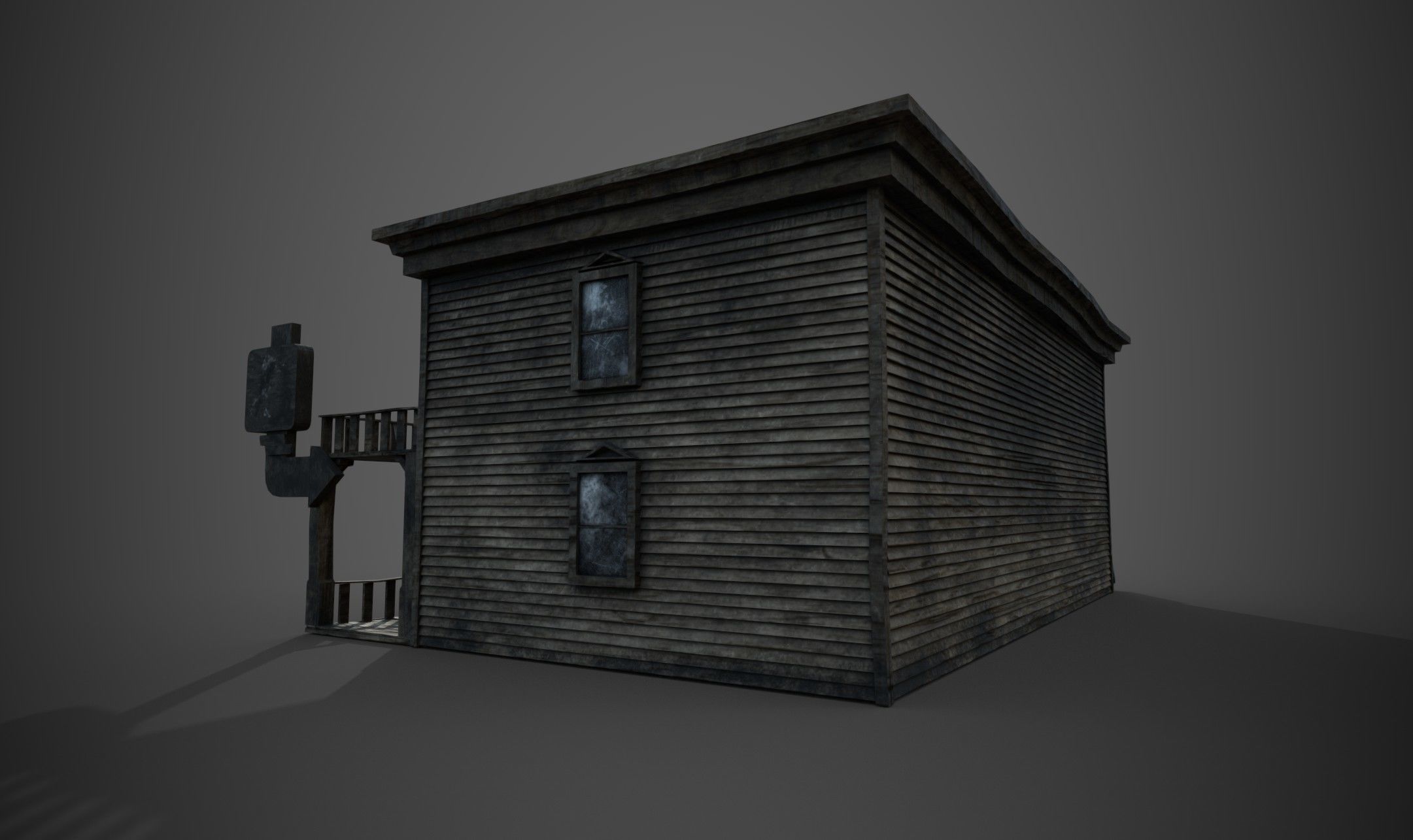 Abandoned wooden building - PBR - lowpoly  Low-poly 3D model_5
