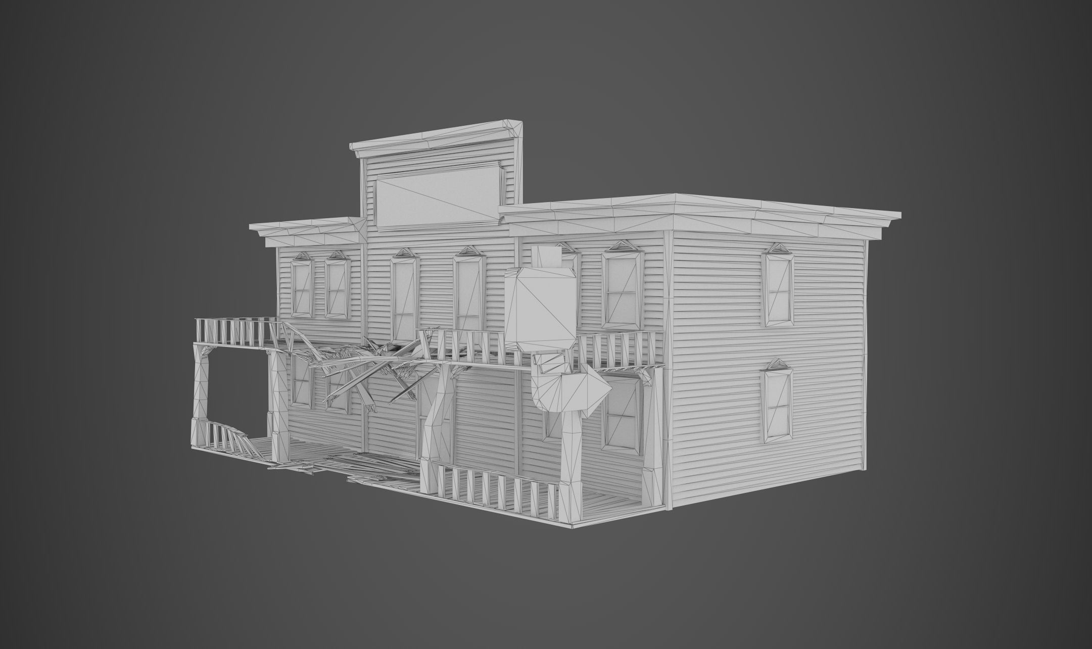 Abandoned wooden building - PBR - lowpoly  Low-poly 3D model_10